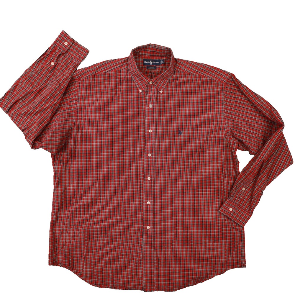 Ralph Lauren Men's Vintage Red Plaid Blake Button Up Shirt size XL